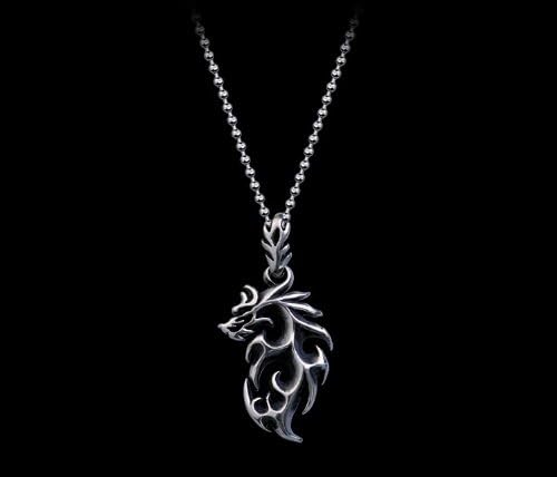 Men Necklace Dragon Pendant Necklace Retro Ornaments Titanium Steel Necklace