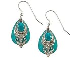 Silver Forest Turquoise Filigree Earrings SILVERTONE