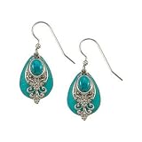 Silver Forest Turquoise Filigree Earrings SILVERTONE
