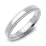 Beaded Milgrain Wedding Ring Band in 14k White Gold (4mm)