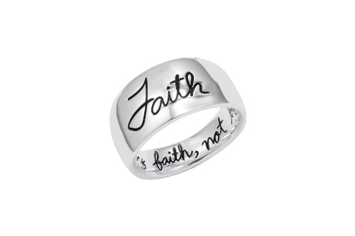 Sterling Silver Faith Live By Faith Not By Sight Engraved Ring, Size 8