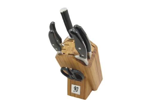 Shun Ken Onion 7-Piece Knife Set with Bamboo Block