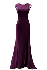 Chiffon Sleeveless Open-Back Jeweled Slit Evening Dress/Prom Dress 