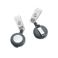 GBC 50573 Badgemates Plastic Retractable ID Badge Holders w/Snap Closure, Gray, 25 Per Box