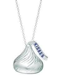 Sterling Silver Medium Flat Back Shaped Hersheys Kiss w/ diamond accent (.005ct) Pendant