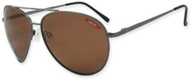 SOS Polar Max Satin Gunmetal Skipper Sunglasses w/Black Tips & Brown Lens