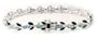 Sterling Silver Flower Blue TOPAZ Black Enamel Bracelet