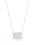 10k White Gold Horizontal Rectangle Aquamarine Pendant, 18