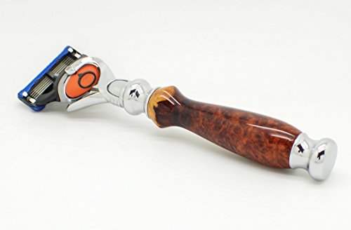 Orchid Isle Classic Shaving~Fusion Flexball Proglide Shaving Razor FLEX 2~USA Handmade with~Exhibition Grade Malaysian Amboyna Eye Burl #347