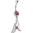 Passion Pink Jeweled Initial Dangle Belly Ring - Letter A