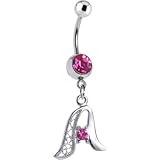 Passion Pink Jeweled INITIAL Dangle Belly Ring - LETTER A