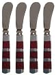 Decorative Pate Knife with Red Resin Handle Set of Four