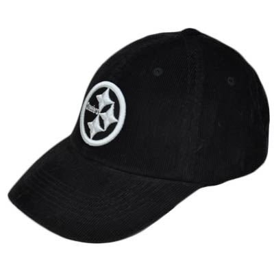 NFL Pittsburgh Steelers Black White Corduroy Cotton Womens Ladies Girls Hat Cap