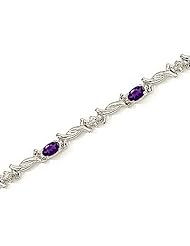 14kt Yellow Gold Oval Amethyst and Diamond Bracelet