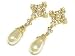 Long Crystal Deco Tear Drop Pearl Gold Earrings Fashion Jewelry