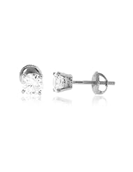 1.15 CT, White Round Brilliant cut Diamond Prong Setting solitaire Womens Stud Earrings in 14K White Gold