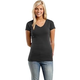 Buy District Threads Junior Ladies Perfect Fit 1x1 V-Neck Tee