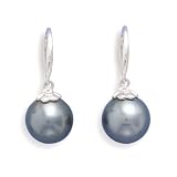 14K White Gold 8mm Cultured Tahitian Pearl French Wire Earrings