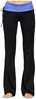 Womens Ecofabric Bootleg Yoga Pant; Bootleg Athletic Pant Black+Prussian Blue Small