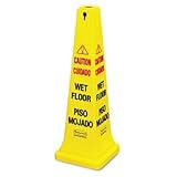 Rubbermaid-Four Sided Caution, Wet Floor Yellow Safety Cone, 12 1/4 x 12 1/4 x 36h (RUB627677) Category: Floor Signs