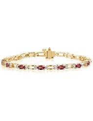 14k Yellow Gold Diamond and Garnet Bracelet