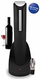 Ozeri Pro Electric Wine Bottle Opener with Wine Pourer, Stopper, Foil Cutter and Elegant Recharging Stand, in Rubberized Black