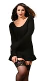 Plus Size Sexy Long Sleeve Ruffle Garter Mini Dress 1X Black Plus Size Sexy Long Sleeve Ruffle Garter Mini Dress 1X Black