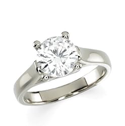 Gorgeous Women's 14k White-gold 7.50MM (1 1/2CT) Moissanite Solitaire Engagement Ring