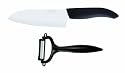 Kyocera 5.5-Inch Santoku Knife, and Y Peeler Set, Black