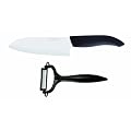 Kyocera 5.5-Inch Santoku Knife, and Y Peeler Set, Black