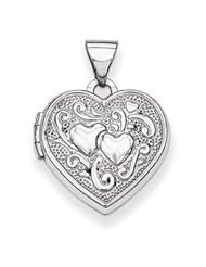 Genuine IceCarats Designer Jewelry Gift 14K White Gold Heart Locket
