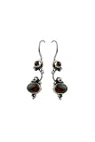 Silver Earring Drop 2 Stones Rose Quartz,Onyx,Amethyst,Moonstone,Garnet 925 Sterling Silver
