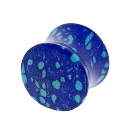 9/16 Inches Gauge AZURITE Natural Stone Double Flare Plug by 