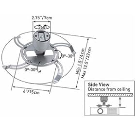 Barkan 90 Projector Ceiling Mount Bracket 360 degree rotation
