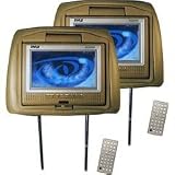 Pyle PL7DHRT Adjustable Headrest w Built-in 7'' TFT Monitor and DVD Player ( Tan ) by Pyle