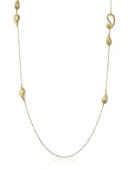 T Tahari Worn Gold Paisley Station Necklace, 36"