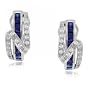 14 Karat White Gold Princess Earrings w Sapphire & Diamonds