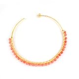 Large Coral & Yellow Gold Plated Hoop Earrings