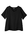 Angeliebe エンジェリーベ 授乳 口 付 レイヤード シフォン V ネック トップス S ～ M ブラック