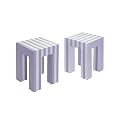 Offi&Company EVA Foam Chair Set of 2 - Gray/ White Striped