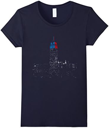 Women's Empire State Building in Red and Blue T-shirt Large Navy