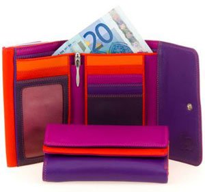 Mywalit Double Flap Purse / Wallet Sangria Multi Mywalit Double Flap Purse / Wallet Sangria Multi