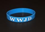1 "BLUE" Silicon Wristband/ Bracelet "WWJD" (WWJD on front & back)