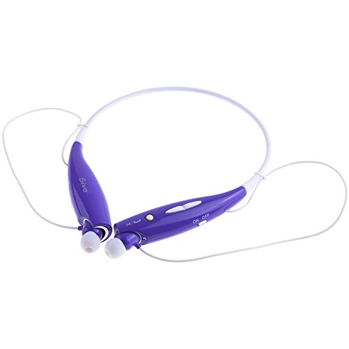 5IVE HV-800 Wireless Bluetooth Music Stereo Universal Headset Headphone Vibration Neckband Style for iPhone iPad Samsung (Purple)