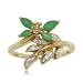Emerald & Diamond Butterfly Bypass Ring Crafted in Solid Yellow Gold