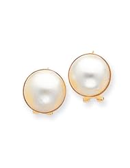 14k Yellow Gold 14-17mm Cultured Mabe Pearl Earrings. Gold Wt- 6.67g.