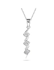 0.25 Cts Diamond Three Stone Pendant in 18K White Gold