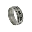 316L Stainless Steel Ring with Stars Design, Width: 8mm, Finish: Matte & Shiny Polish, Sizes: 9.0-14.0