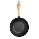 Kitchen Craft Pure Oriental Wok Carbon Steel Non-Stick with Wooden Handle, 30 cm