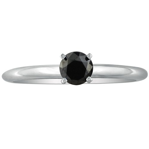 Cheap 1/2ct Black Diamond Solitaire Ring in 10K White Gold Cheap 1/2ct Black Diamond Solitaire Ring in 10K White Gold